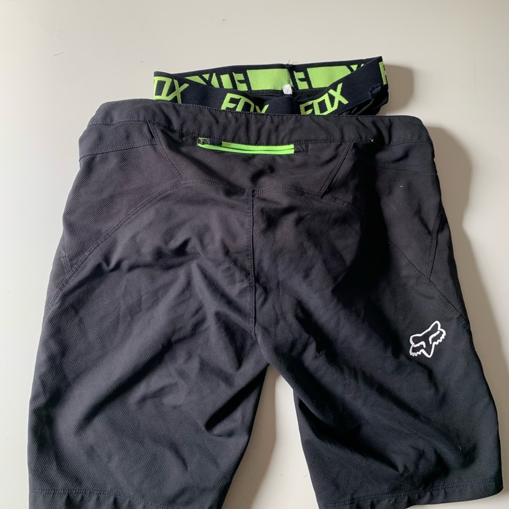Fox Racing Ripley Black and Green Shorts and padded unders
